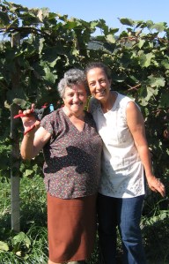 Signora Giuseppa and the author during the grape harvest in 2010.