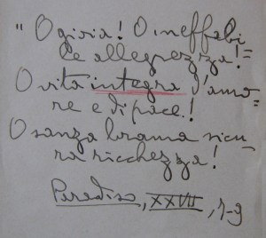 Assagioli's notes on Paradise. 